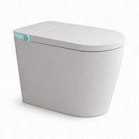WC intelligent avec bidet électrique, siège chauffant, chasse d'eau automatique, en céramique, design moderne allongé, télécommande, à poser au sol, siphon en S