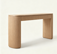 Table console en placage de bois cannelé Wabi-Sabi, design européen moderne et côtelé, pour entrée, couloir, salle à manger, appartement, salon