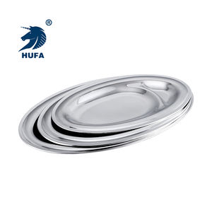 <span class=keywords><strong>2</strong></span> compartiments argent ovale plaque plaque de service en acier inoxydable en forme d'oeuf plat de dîner - Product Image 4