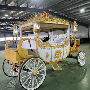 รถม้าไฟฟ้าสีขาว 4 ล้อ ขับเคลื่อนด้วยแบตเตอรี่ สำหรับงานแต่งงาน 4-6 ที่นั่ง สีตามสั่ง โครงเหล็ก Q235B ขายดี - Product Image 1