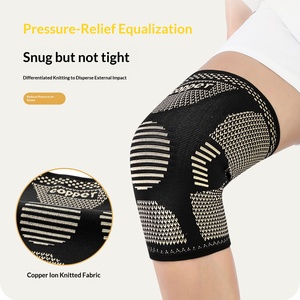Genouillère de sport en polyester tricoté pour activités de plein air (basketball, course à pied, badminton, fitness) – Élastique, compressive, respirante, avec ions cuivre - Product Image 4