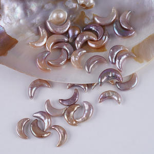 Wholesale Natural Freshwater Pink <b>Pearls</b> Purple Moon Shaped <b>Loose</b> Particles for DIY Necklace Jewelry - Product Image 2
