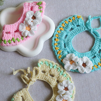Collier de chaton en peluche et coton fait main écharpes colliers de chien/chat réglables décoration de fête en forme de fleur mignonne
