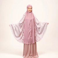 Ensemble de prière Mukena en soie découpé au laser pour femmes, vêtements islamiques modestes