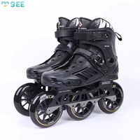 Patins à roulettes de vitesse professionnels pour adultes, patins à roulettes haute performance avec 3 roues en PU de 110 mm