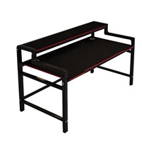Bureau de jeu ergonomique en métal moderne en forme de L pour ordinateur PC - Grande table de jeu rose et noire pour usage en villa