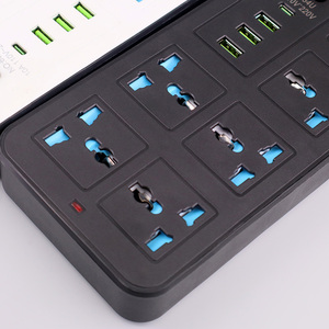 Tùy Chỉnh Cắm Bán Buôn Phổ Điện Đa Mở Rộng Ổ Cắm <span class=keywords><strong>USB</strong></span> C Cáp Dây Điện Dải 6 Cửa Hàng 2 Pin Điện Dải - Product Image 2