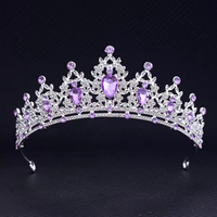 Diadème en alliage avec cristaux en forme de goutte d'eau, design feuille plaqué or/argent, couronne durable en strass pour événements