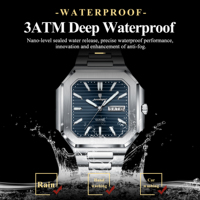 Poedagar 672 Nuevo Reloj de Pulsera de Cuarzo Cuadrado de Acero Inoxidable de Lujo para Hombre, Resistente al Agua, Luminoso, con Indicador de Fecha