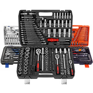 Kit d'outils de réparation automobile professionnel avec jeu de clés à douille manuelles, coffret rigide en acier au chrome-vanadium pour mécaniciens et usage en garage - Product Image 1