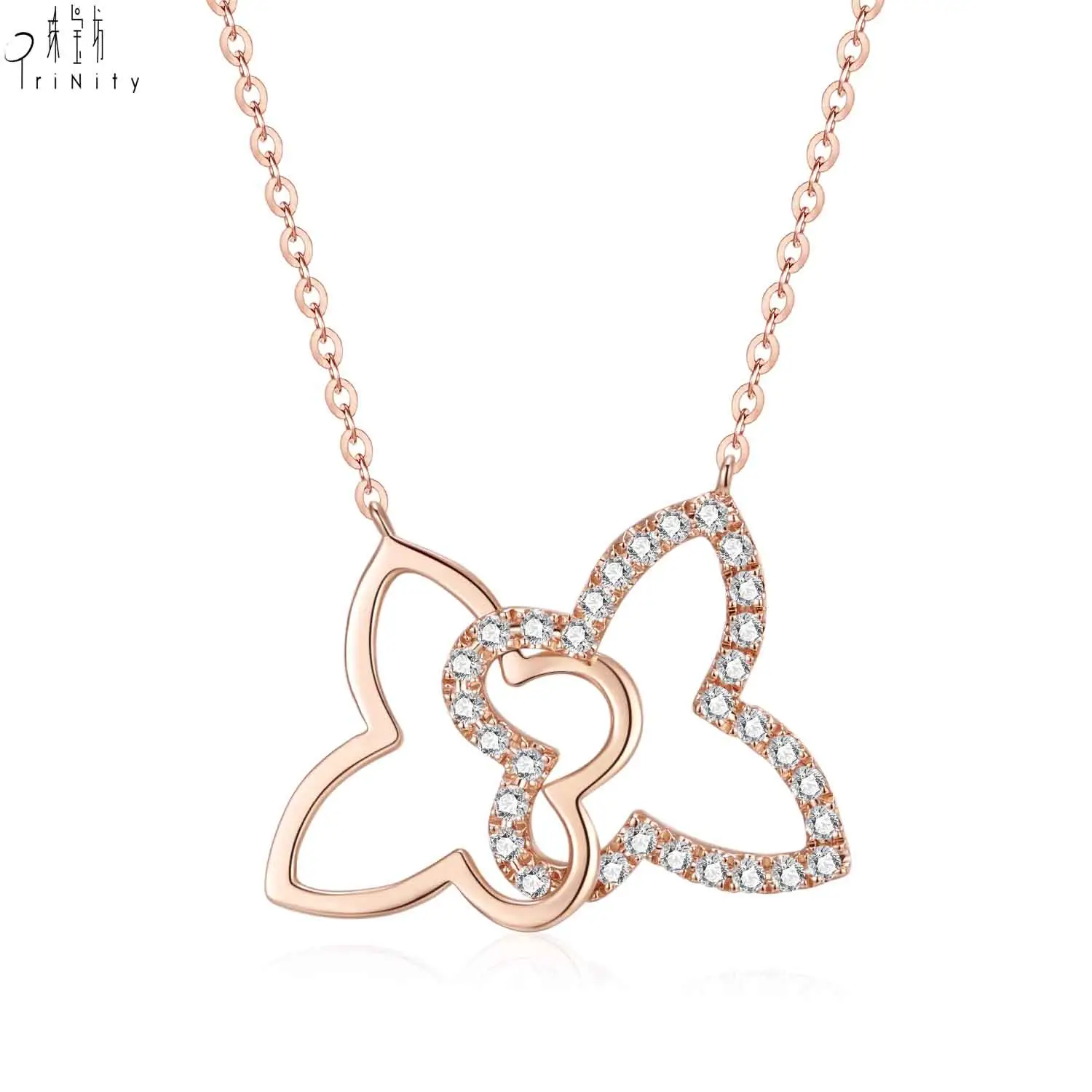 Name Necklace New Arrival Beautiful Butterfly Fashion Jewelry 18K Rose Gold Diamond Necklace For Girls