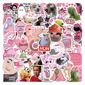 50 Pegatinas Decorativas Divertidas y Elegantes con Diseño de Memes para Niñas, para Decorar Libros y Botellas, Lindas Pegatinas para Regalos de Fiesta - Product Image 1