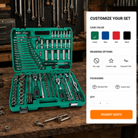 Ensemble d'outils professionnels de réparation automobile en acier au chrome-vanadium OEM de 216 pièces avec étui rigide, clé à cliquet, outils à main combinés