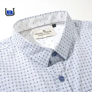 UとBのカスタムデザイナー通気性のある快適な綿100% ターンダウンカラー半袖プリントフォーマルメンズカジュアルドレスシャツ