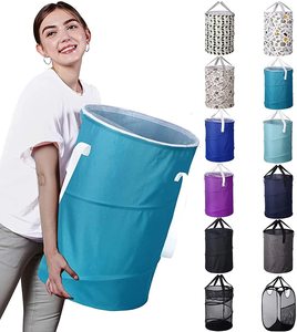 Dung Tích Lớn Có Thể Gập Lại 85L Pop Up Giặt Hamper Xô Hình Trụ Có Thể Gập Lại Quần Áo Túi Giặt Thùng Giặt - Product Image 5