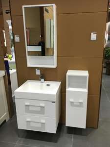 Remise d'usine Petite unité <span class=keywords><strong>de</strong></span> suspension murale MDF peint mat Armoire d'angle <span class=keywords><strong>de</strong></span> <span class=keywords><strong>salle</strong></span> <span class=keywords><strong>de</strong></span> <span class=keywords><strong>bain</strong></span> avec lavabo - Product Image 3