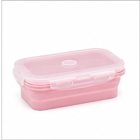 Boîte à lunch pliable en silicone portable de 500 ml, compartiment unique, compatible micro-ondes, couvercle verrouillable, récipient de stockage alimentaire pour les voyages