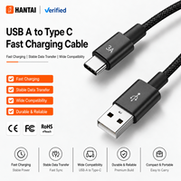Câble de charge USB-A mâle vers Type-C mâle noir, durable et lisse, pour appareils Android, banques d'alimentation et chargeurs muraux