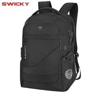 2020 15 Zoll wasserfester Laptop-Rucksack mit USB-Ladegerät Fashion Outdoor-Rucksack TSA LOCK Schult asche