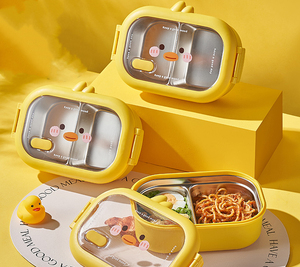Kk7 Vịt Thép Không Gỉ Hộp Ăn Trưa Sinh Viên Trường Văn Phòng Thực Phẩm Lưu Trữ <span class=keywords><strong>Container</strong></span> Trẻ Em Sáng Tạo Trẻ Em Xách Tay Bento Hộp - Product Image 6