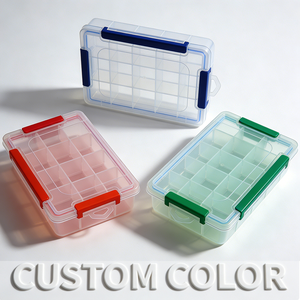 15 Clear Compartments Plastic Storage Box for Crafts Fasteners Sewing ...