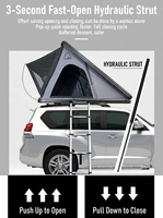 Tente de toit rigide de luxe en tissu gris et coque noire, ouverture rapide, pour SUV