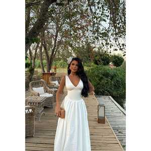 Robe blanche à bretelles personnalisable, haute teneur en élasthanne, col halter, taille basse, vintage, élégante, pour club, fête, vacances, XS XL, doublure incluse - Product Image 5