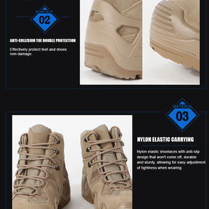 Factory Direct Sales Mid Cut Men's Leather <b>Waterproof</b> Lace-up Tactical Shoes <b>Black</b> for Outdoor Sports and Hiking Trips - Product Image 4