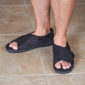 Chaussons en mousse à mémoire de forme à fermeture réglable, pantoufles ouvertes pour femmes, pantoufles pour diabétiques - Product Image 4