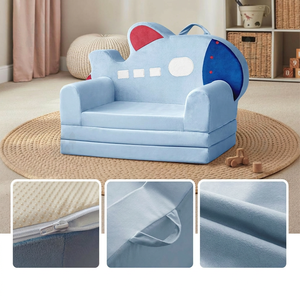 Sillón Infantil <span class=keywords><strong>Plegable</strong></span> Portátil, Cama de Esponja de Alta Densidad con Diseño de Avión de Dibujos Animados para el Descanso del Bebé - Product Image 2