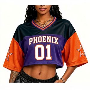 Expédition en 5 jours, logo personnalisé, maillot de fan Phoenix Suns <span class=keywords><strong>Booker</strong></span> pour femmes, <span class=keywords><strong>t</strong></span>-shirt à épaules tombantes, maillot en mesh surdimensionné, crop top OEM ODM - Product Image 5