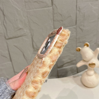 Coque de téléphone Y2K Kawaii élégante à imprimé léopard, douce et duveteuse, pour iPhone 18 17 Pro Max 16 15 14 13, avec protection de l'objectif et motif chat et nœud