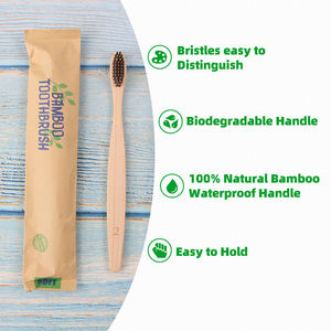 Umweltfreundliche Großhandels-BPA-freie Zahnbürste mit Naturgriff und Weichen Borsten, Bambus-Aktivkohle Biologisch Abbaubare Bambus-Zahnbürsten - Product Image 2