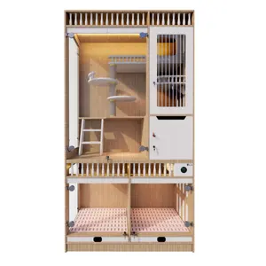 Chinese Supplier High Quality Solid Wood Multi-function 3 floors Cat Cabinet Cat & Dog Foster Cage House