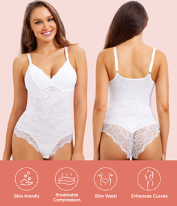 Intimo con scollo a V profondo in pizzo completo <span class=keywords><strong>Body</strong></span> a compressione taglie forti Shaper per corpo <span class=keywords><strong>modellante</strong></span> <span class=keywords><strong>modellante</strong></span> - Product Image 2