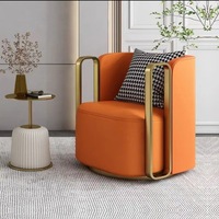 Fauteuil de salon moderne pivotant en velours avec cadre en métal doré durable et luxueux pour hôtel, salon, meubles