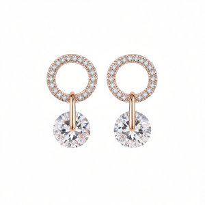 Pendientes de Oro Rosa con Cristales y Diamantes de Imitación, con Engaste Geométrico, Chapados en Oro Rosa, para Uso Diario, de Lujo para Mujer - Product Image 1