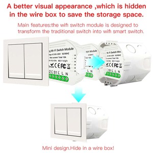 Mini Módulo de interruptor de atenuación de luz inteligente WiFi 2 Gang 2 Way funciona Alexa <span class=keywords><strong>Google</strong></span> <span class=keywords><strong>Home</strong></span> para Tuya Control remoto 10A 240V <span class=keywords><strong>Smart</strong></span> Life para - Product Image 5