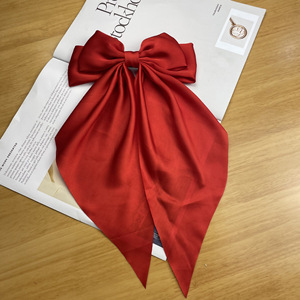 女性用ファッションサテン弓ヘアクリップアクセサリーソリッドカラーリボンヘアクリップ春用カスタマイズ可能カートン包装 - Product Image 4