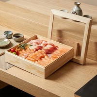 Scatole per Sushi in Legno Monouso all'Ingrosso, Contenitori per Sashimi in Stile Giapponese con Coperchio Trasparente, Scatole per Imballaggio Alimentare