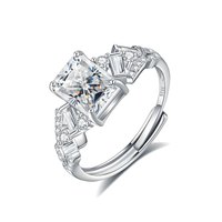 Bague Mlluki Moissanite en argent sterling 925, taille émeraude, 2 carats, forme cube de sucre 6x8 mm