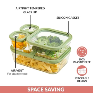 Ensemble de récipients de conservation alimentaire rectangulaires modernes en verre borosilicate de haute qualité, sans BPA, compatibles lave-vaisselle et micro-ondes, idéal pour offrir - Product Image 3