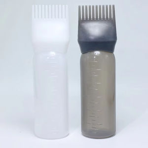 Bouteille en plastique vide de 6 oz pour huile capillaire, applicateur peigne de coloration pour salon, avec écran de mesure, sérigraphiée, vente en gros - Product Image 2