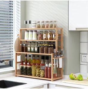 New Design <strong>Natural</strong> Bamboo 4-tier Standing Spice Rack Organizer Wooden Seasoning Storage <strong>Shelf</strong> Wholesale for Kitchen Countertop - Product Image 5