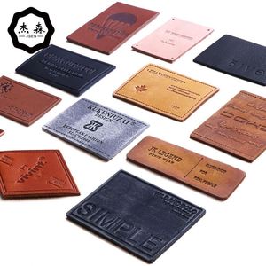 Custom Leather Hat <b>Patch</b> Sewing on Leather Label Embossed Logo for Clothes - Product Image 5