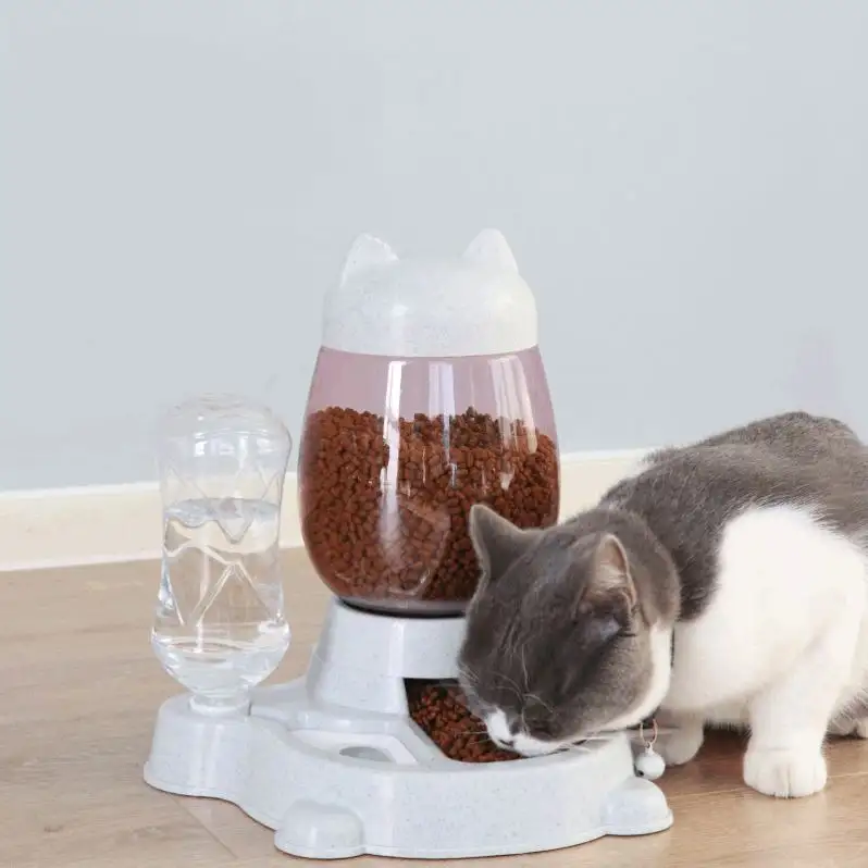 2 In 1 Gravity Pet Bowls & Food Dispenser Cat Dog 528ml Water Bottle 2.2l Food Feeder Automatic Pet Feeder