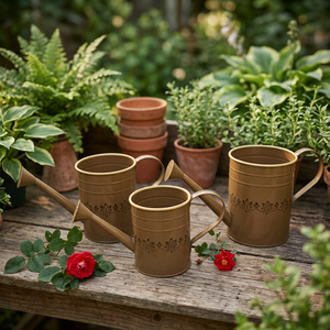 Ensemble de 3 arrosoirs en émail en forme de tasses - Product Image 1