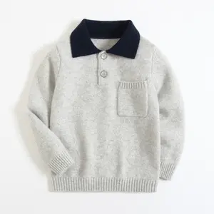 2024 nuovo maglione 100% cashmere per bambini maglione da ragazzo pullover autunno e inverno con risvolto grande bambino