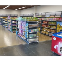 Étagères de supermarché métalliques double face légères pour présentoirs de magasin