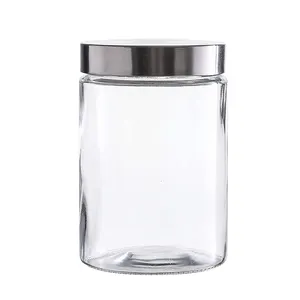 Wholesale Wide Mouth Clear Round Glass Jar 200ml 300ml 330ml 500ml 1000ml With Metal Lid